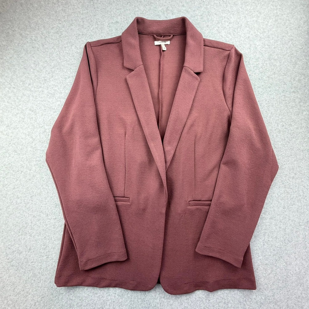 Maurices Womens XL Mauve Purple Open Front Textured Knit Blazer Jacket Notched